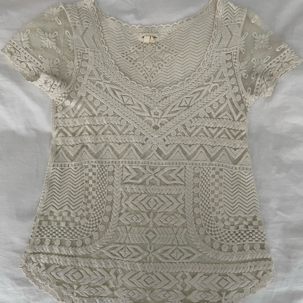 Anthropologie - cream lace blouse, XS